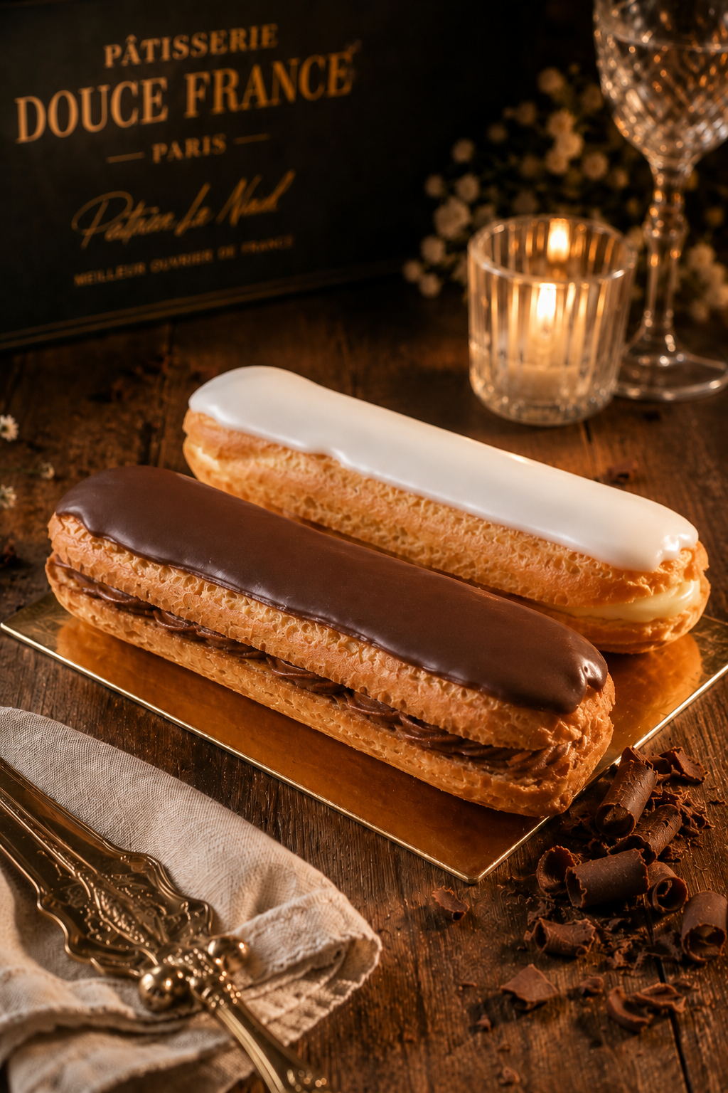 Eclair de Chocolate e Baunilha